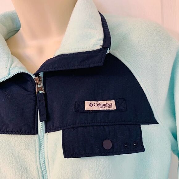 Columbia Aqua & Navy Fleece Full Zip Jacket! ❤️ - Picture 2 of 5